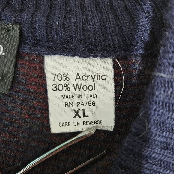 Italian Sweater Co Sweater Vest Mens XL Blue Argyle Wool Blend Made Italy Preppy - Picture 8 of 10